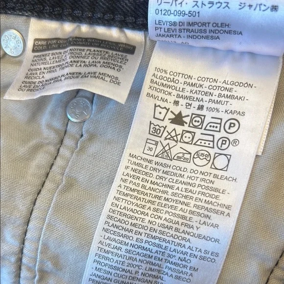 Levi's 501‎ Black Jean Shorts High-Waisted Frayed Hem Size 32 - Picture 12 of 12